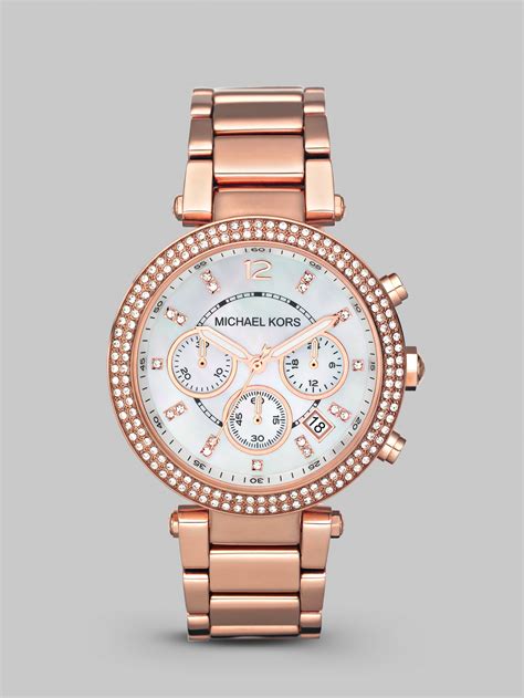 michael kors parker mother of pearl watch|michael kors parker rose gold.